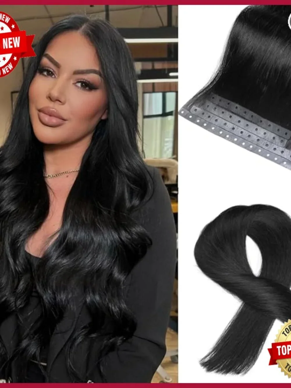 Human Hair Extensions 22 Inch Invisible Weft Glueless 40g 4Pcs